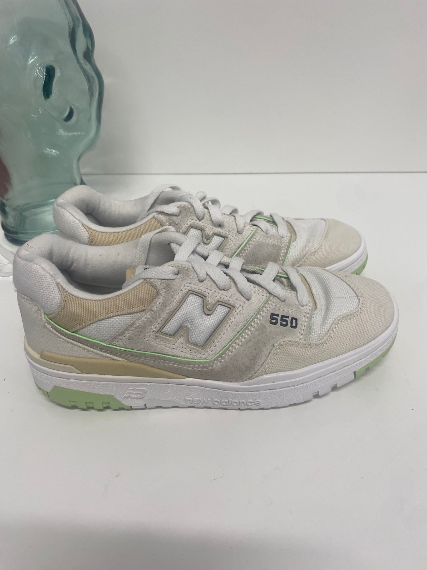 Fabulous New Balance 550 Turtledove Green Aura Sneakers UK6 White SH493