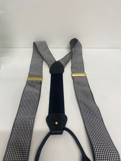 Traditional Faconnable houndstooth button Braces One Size Black & white SH493