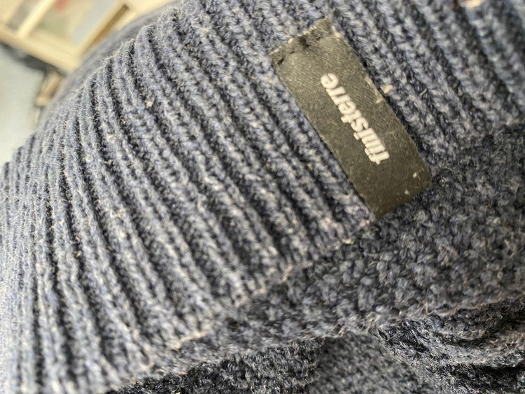 Fabulous Finisterre textured Sweater UK 12 Navy Blue SH493