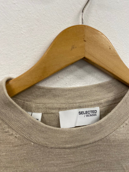 Fabulous Selected Femme Merino blend Sweater UkM Beige Oatmeal SH493