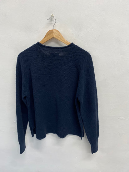 Fabulous Finisterre textured Sweater UK 12 Navy Blue SH493