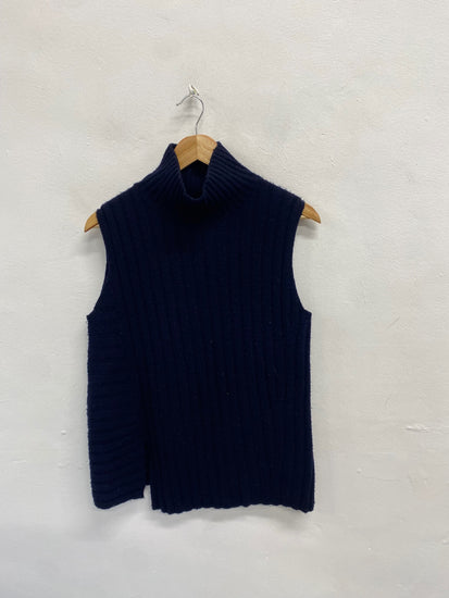 Fabulous Vince Knitted vest UK M Navy wool cashmere SH493