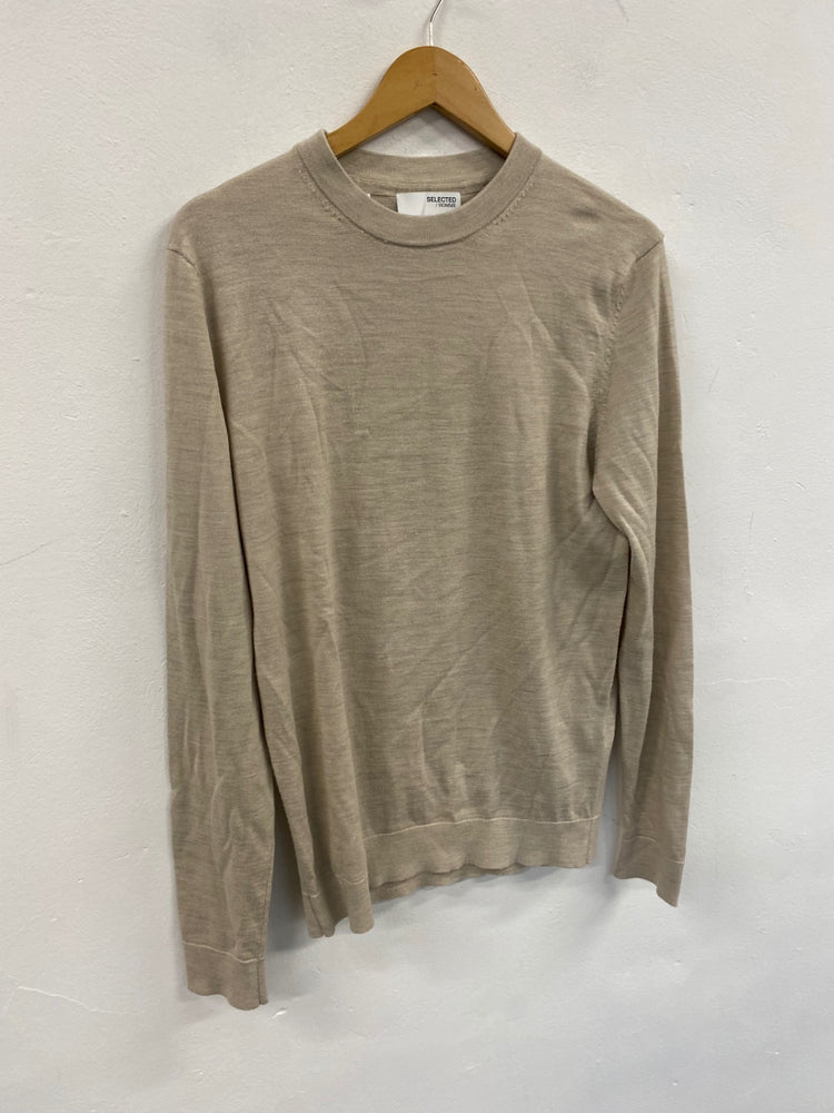 Fabulous Selected Femme Merino blend Sweater UkM Beige Oatmeal SH493