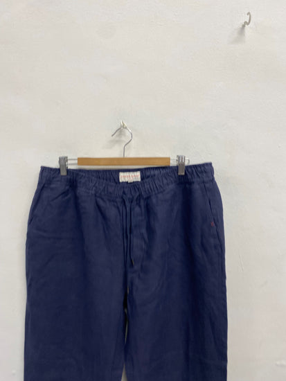 Fabulous Derek Rose Tailored trousers W36" L29” Navy Blue linen SH493