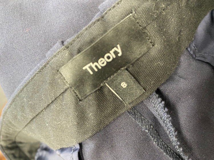 Fabulous Theory Cropped trousers UK 8 Navy blue formal SH493