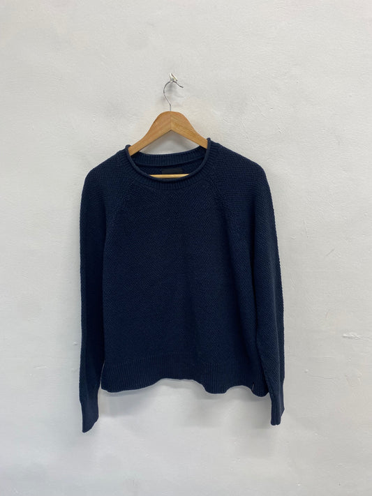 Fabulous Finisterre textured Sweater UK 12 Navy Blue SH493