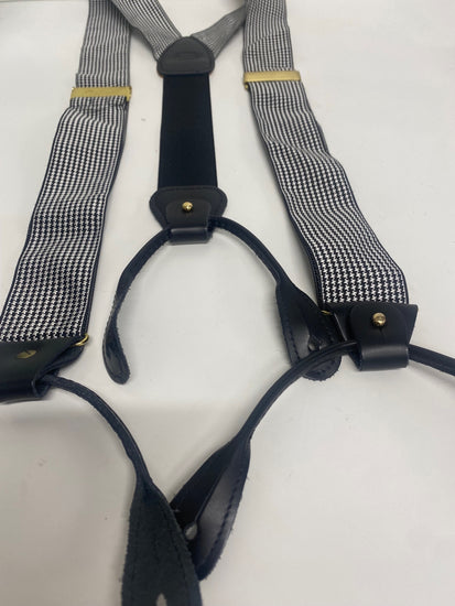 Traditional Faconnable houndstooth button Braces One Size Black & white SH493