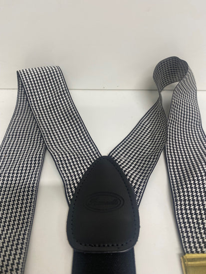Traditional Faconnable houndstooth button Braces One Size Black & white SH493