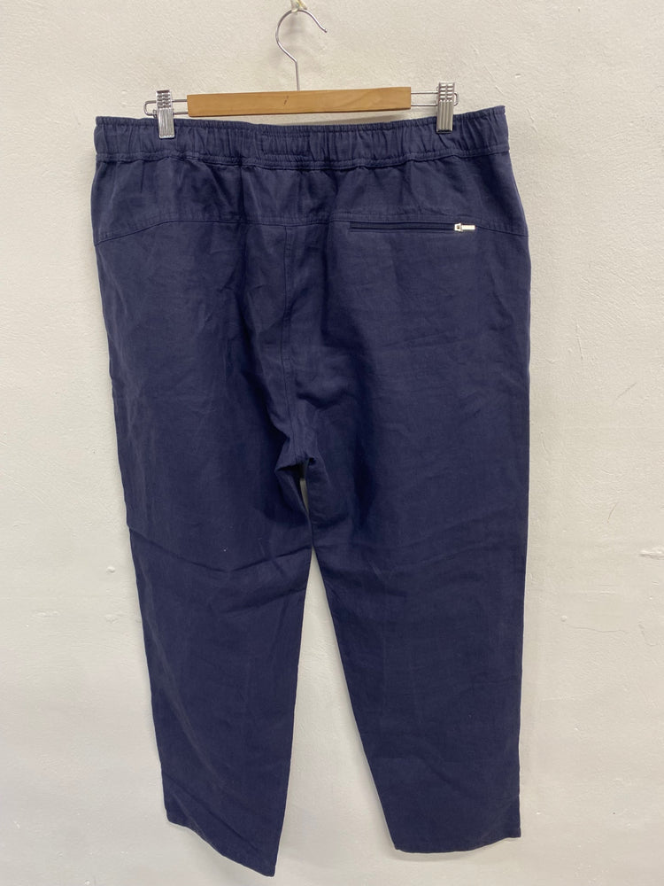 Fabulous Derek Rose Tailored trousers W36" L29” Navy Blue linen SH493