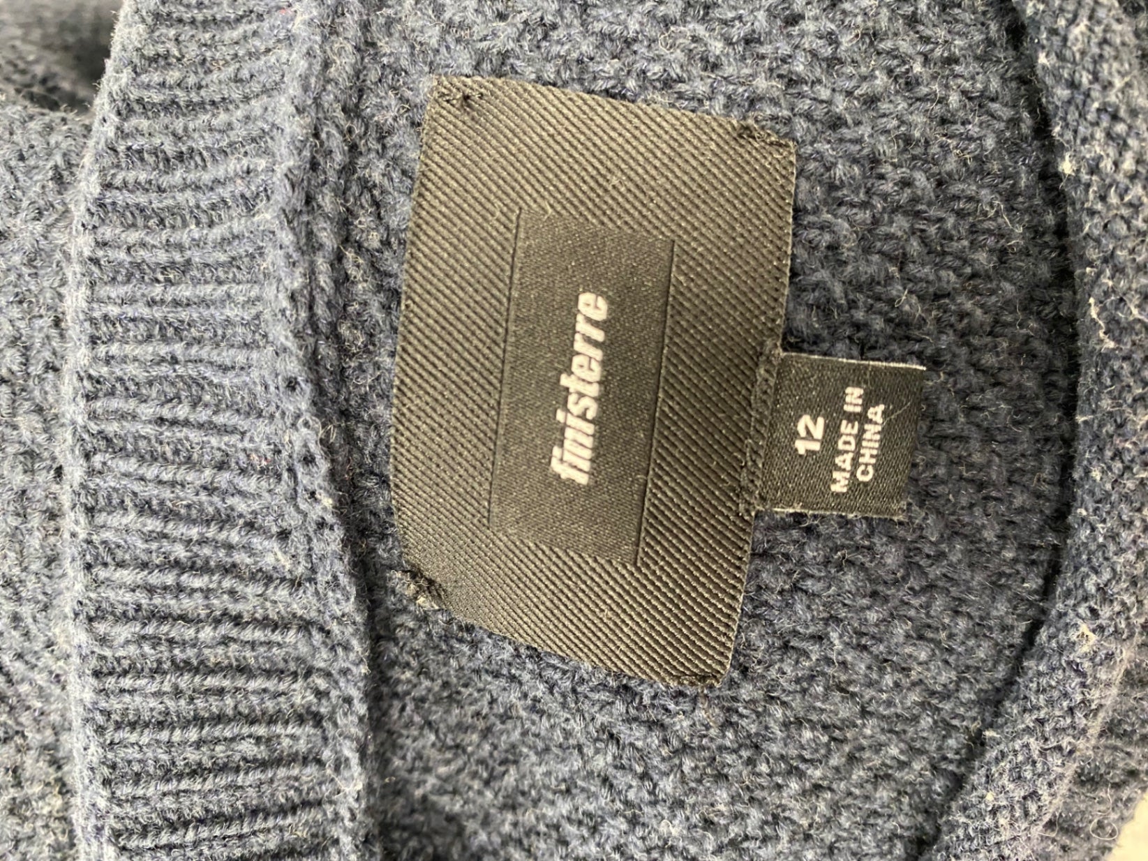 Fabulous Finisterre textured Sweater UK 12 Navy Blue SH493