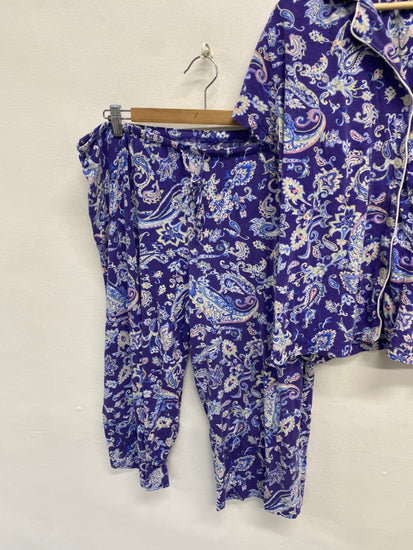Fabulous Ralph Lauren Pajama Set UK L Purple paisley cotton #5 SH493