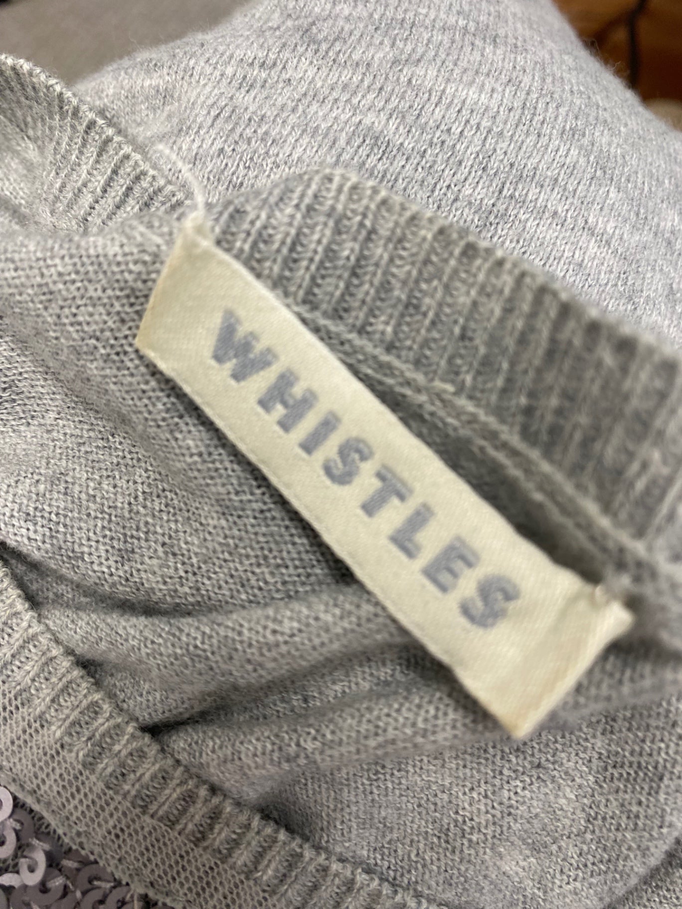Fabulous Whistles Sweater Uk 8 Grey sequin cashmere blend SH493