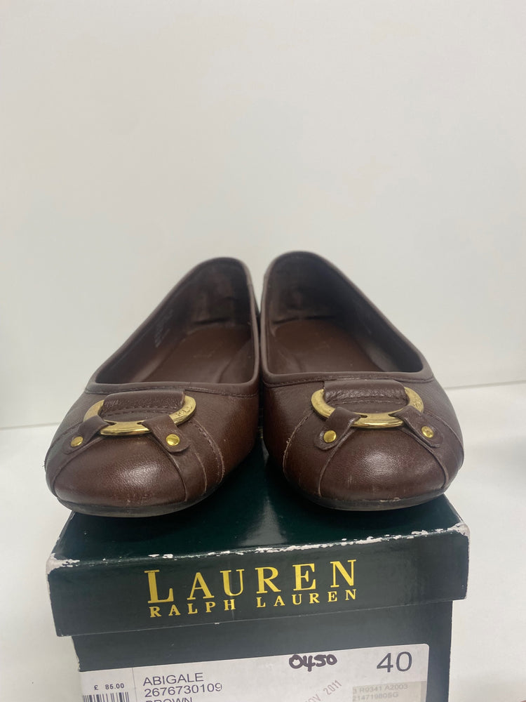 Fabulous Lauren Ralph Lauren Abigale Ballet Flats Uk7 Brown SH493