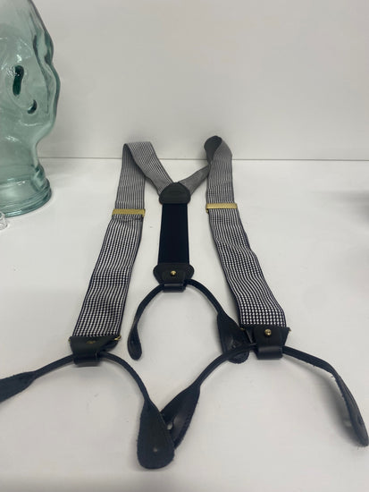 Traditional Faconnable houndstooth button Braces One Size Black & white SH493