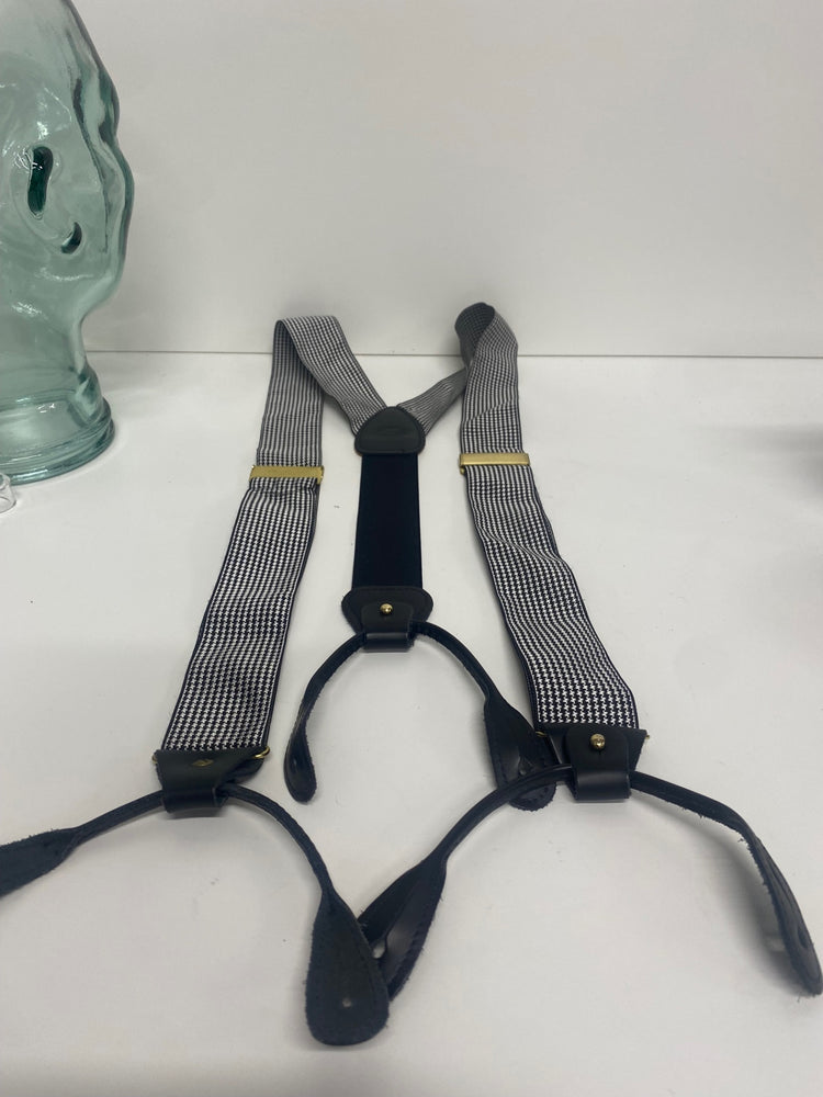 Traditional Faconnable houndstooth button Braces One Size Black & white SH493