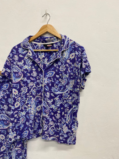 Fabulous Ralph Lauren Pajama Set UK L Purple paisley cotton #5 SH493