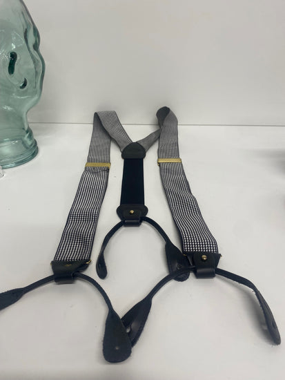 Traditional Faconnable houndstooth button Braces One Size Black & white SH493