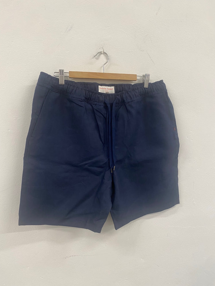 Fabulous Derek Rose linen Shorts UK XL Navy SH493