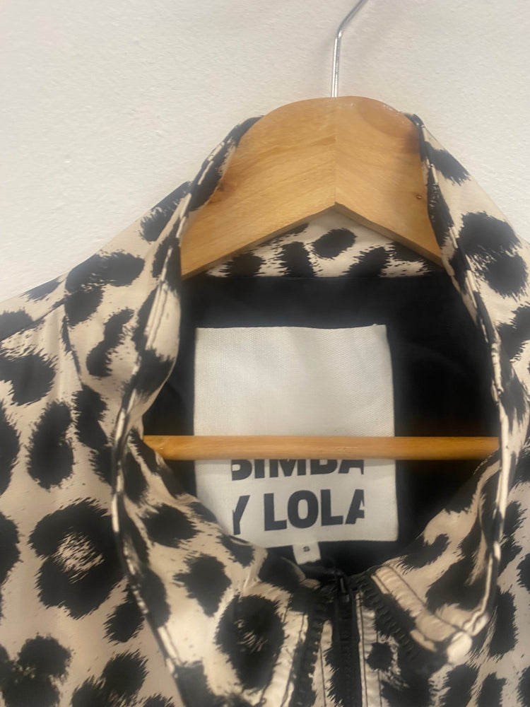 Fabulous BIMBA Y LOLA fun leopard activewear Jacket UKS Beige & black SH493