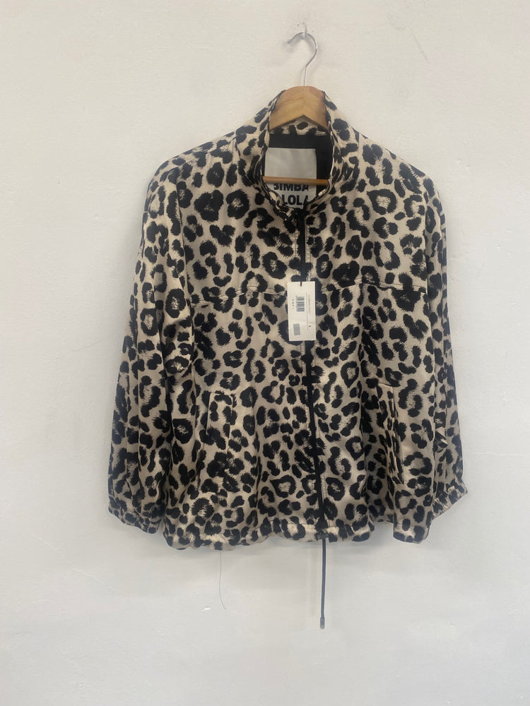 Fabulous BIMBA Y LOLA fun leopard activewear Jacket UKS Beige & black SH493
