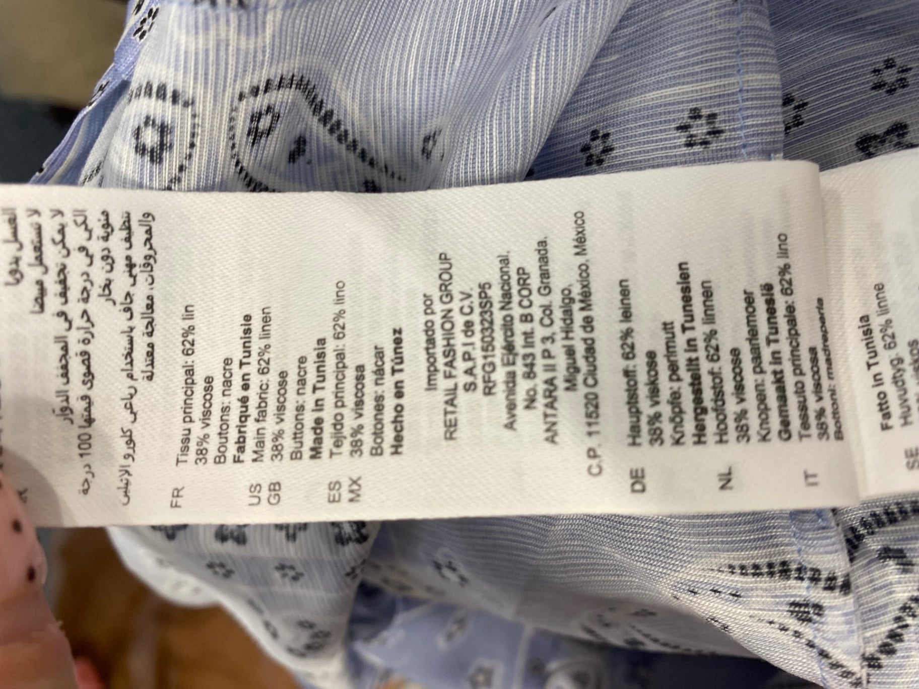 Fabulous SANDRO Shirt UK S Blue paisley linen SH493