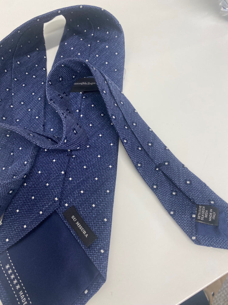 Fabulous Ermenegildo Zegna Su Misura silk Tie One size Navy Blue Geometric SH493