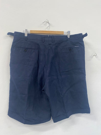Fabulous Albert Goldberg bespoke linen Shorts W39 Navy Blue SH493