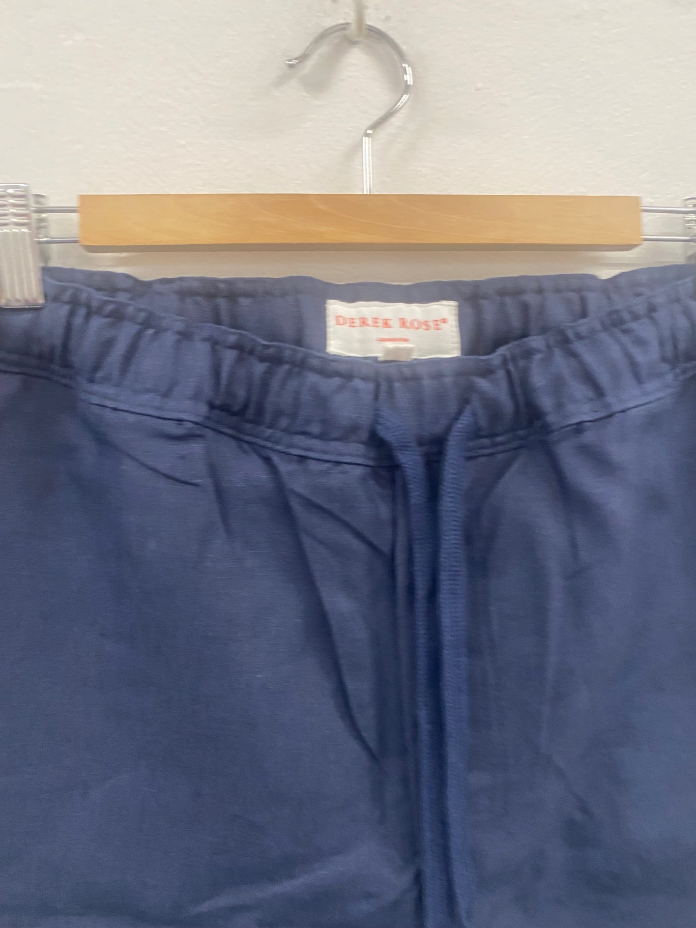 Fabulous Derek Rose linen Shorts UK XL Navy SH493