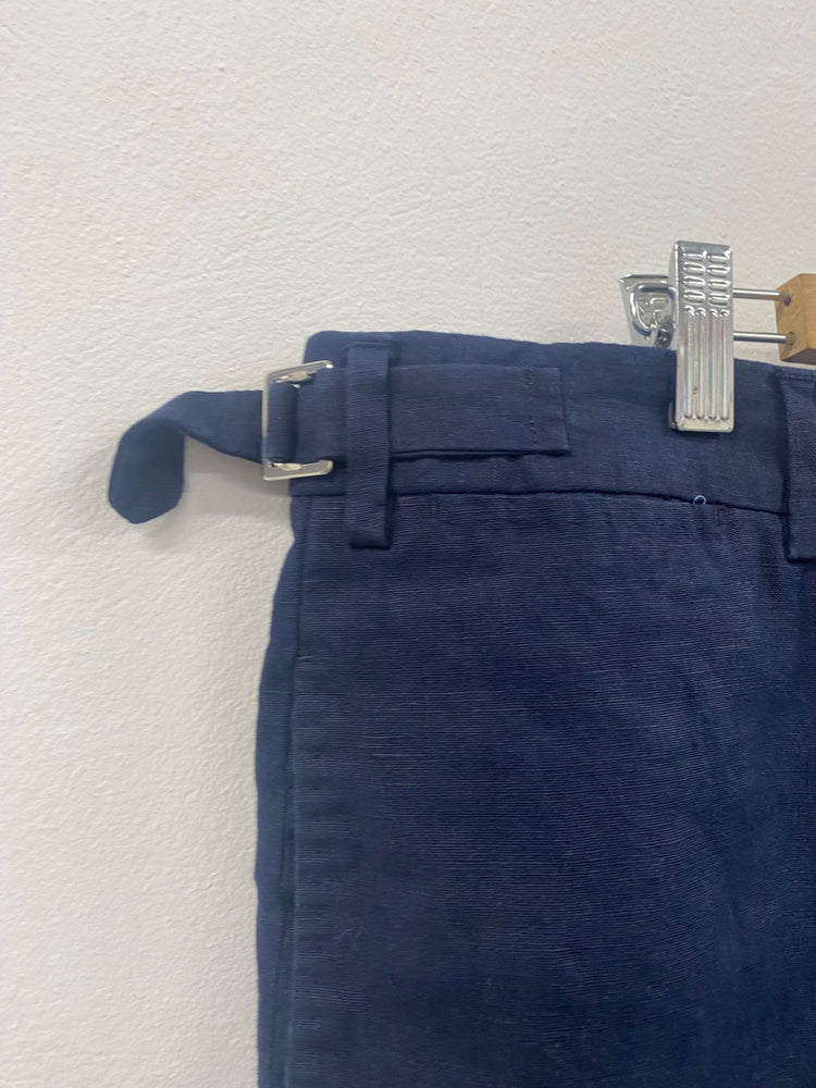 Fabulous Albert Goldberg bespoke linen Shorts W39 Navy Blue SH493