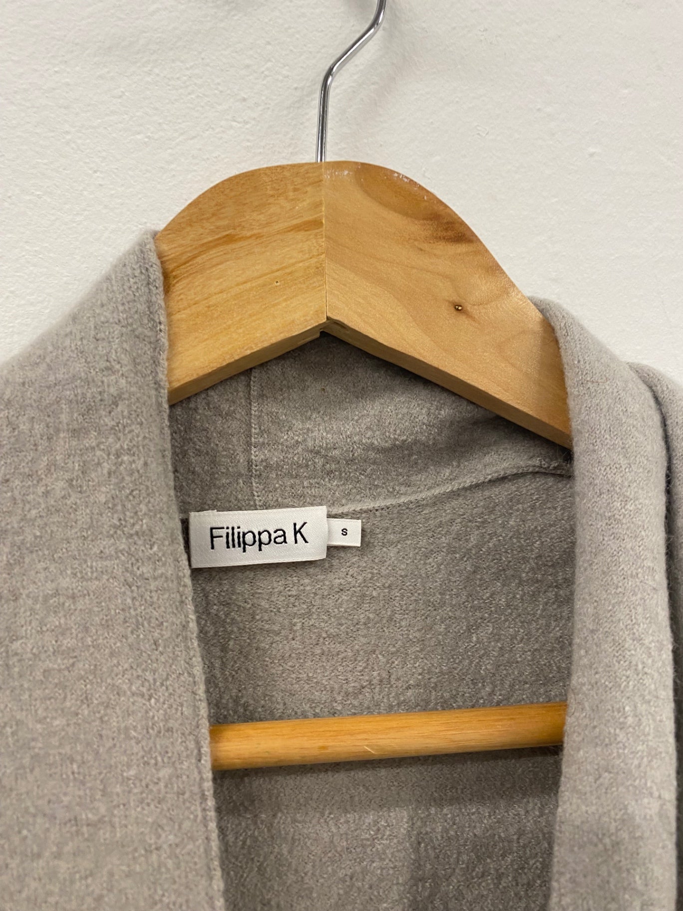 Fabulous Filippa K wool blend drawstring Coatigan Cardigan UK8 Grey SH493