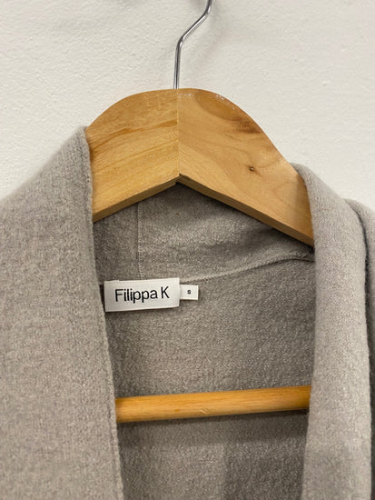 Fabulous Filippa K wool blend drawstring Coatigan Cardigan UK8 Grey SH493
