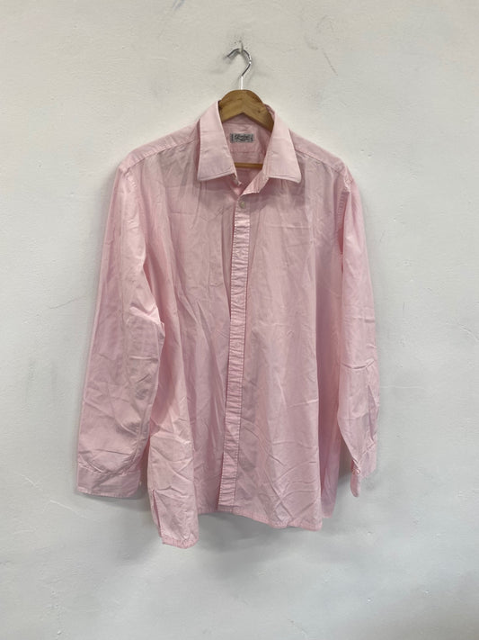 Fabulous Charvet Custom made Pink check Shirt XXL Pink 18” collar SH493