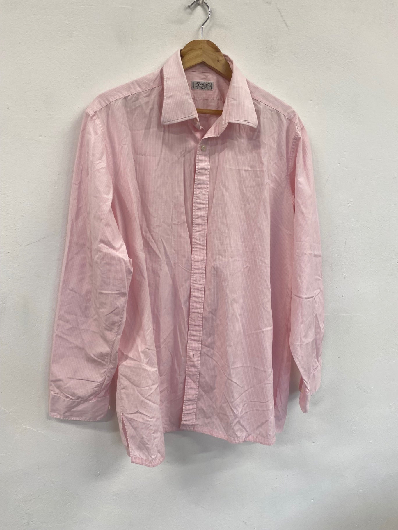 Fabulous Charvet Custom made Pink check Shirt XXL Pink 18” collar SH493