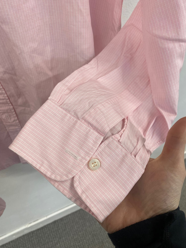 Fabulous Charvet Custom made Pink check Shirt XXL Pink 18” collar SH493