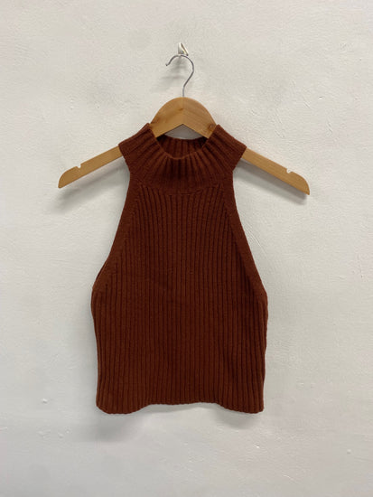 Fabulous & Other Stories Sleeveless Sweater UK S Brown cotton wool SH493