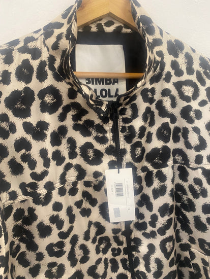Fabulous BIMBA Y LOLA fun leopard activewear Jacket UKS Beige & black SH493
