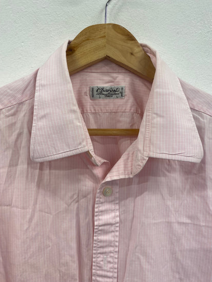 Fabulous Charvet Custom made Pink check Shirt XXL Pink 18” collar SH493