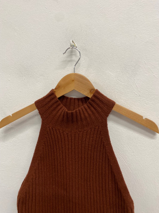 Fabulous & Other Stories Sleeveless Sweater UK S Brown cotton wool SH493