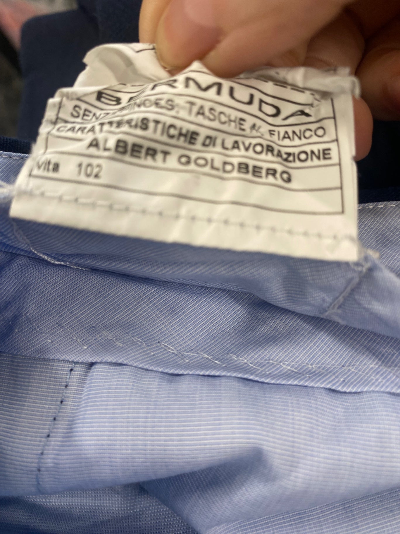 Fabulous Albert Goldberg bespoke linen Shorts W39 Navy Blue SH493