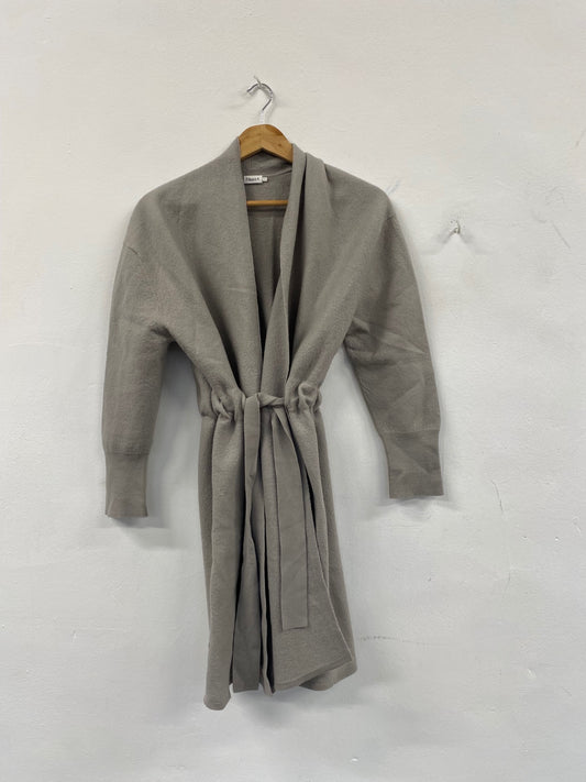 Fabulous Filippa K wool blend drawstring Coatigan Cardigan UK8 Grey SH493