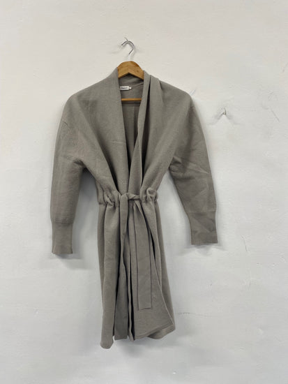 Fabulous Filippa K wool blend drawstring Coatigan Cardigan UK8 Grey SH493