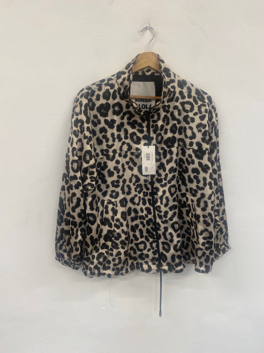 Fabulous BIMBA Y LOLA fun leopard activewear Jacket UKS Beige & black SH493