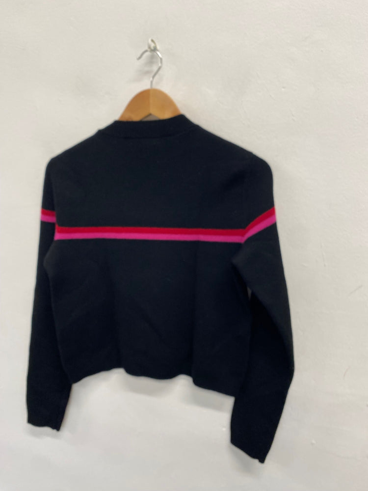 Fabulous Club monaco Sweater UK S Black stripe wool SH493