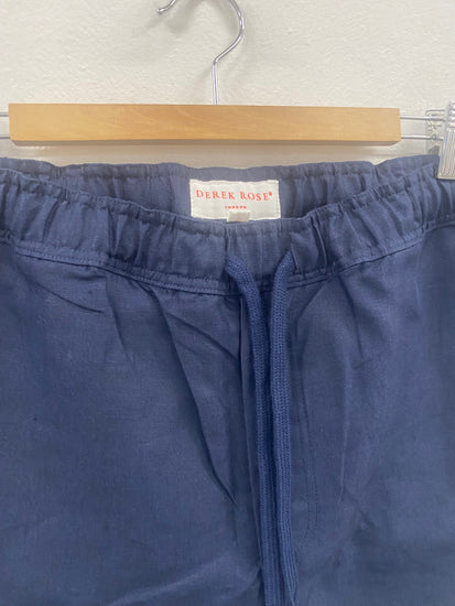 Fabulous Derek Rose linen Shorts UK XL Navy SH493