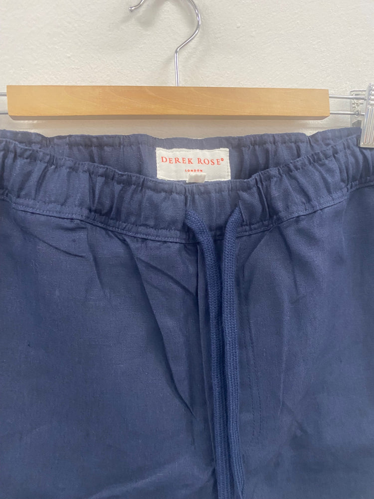 Fabulous Derek Rose linen Shorts UK XL Navy SH493