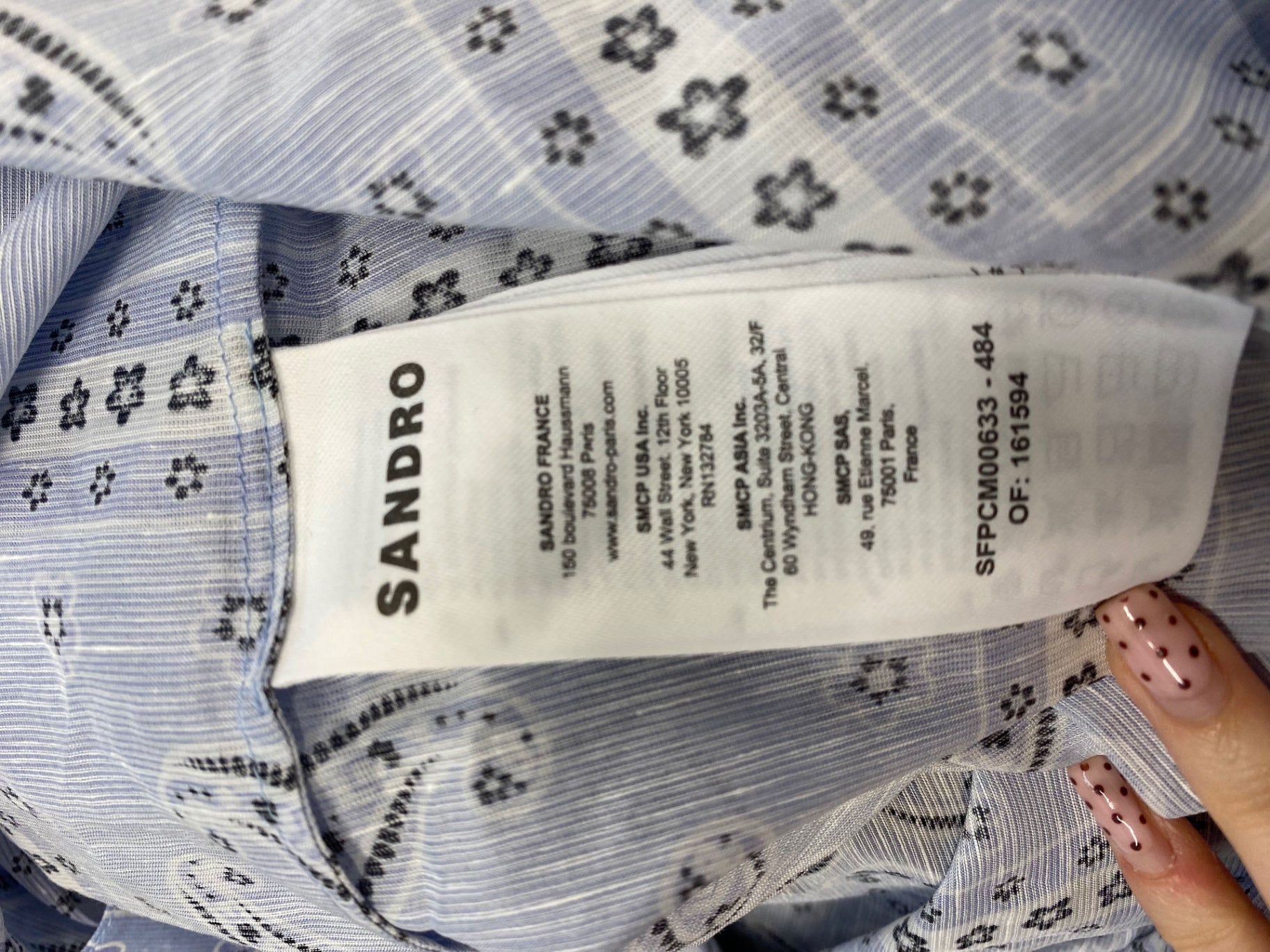 Fabulous SANDRO Shirt UK S Blue paisley linen SH493