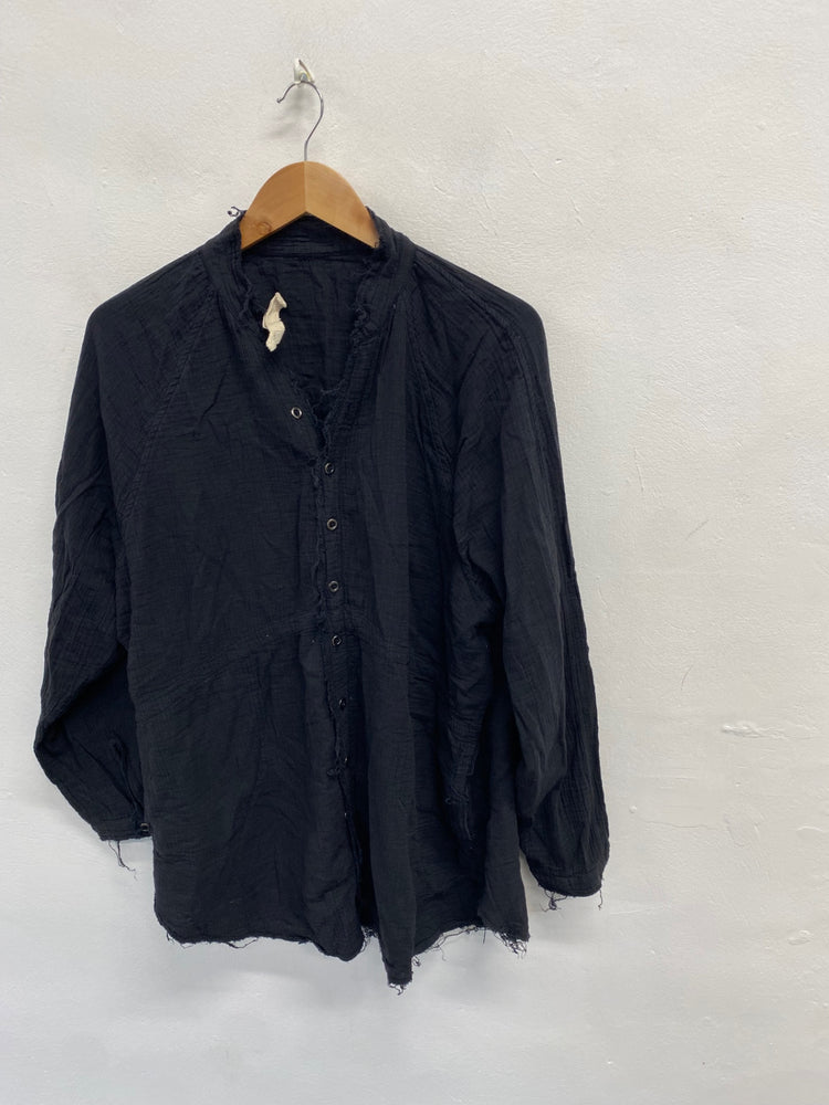 Fabulous Free people Shirt UK S Black distressed frayed SH493