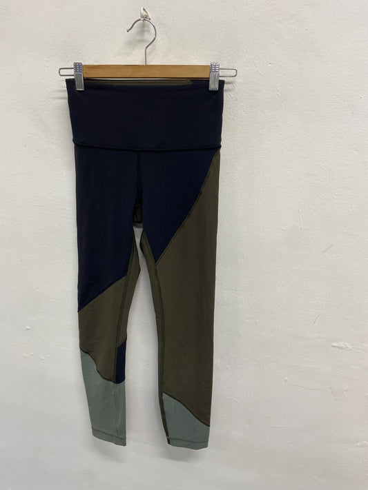Fabulous Lululemon Leggings UK 8 Khaki black 7/8 SH493