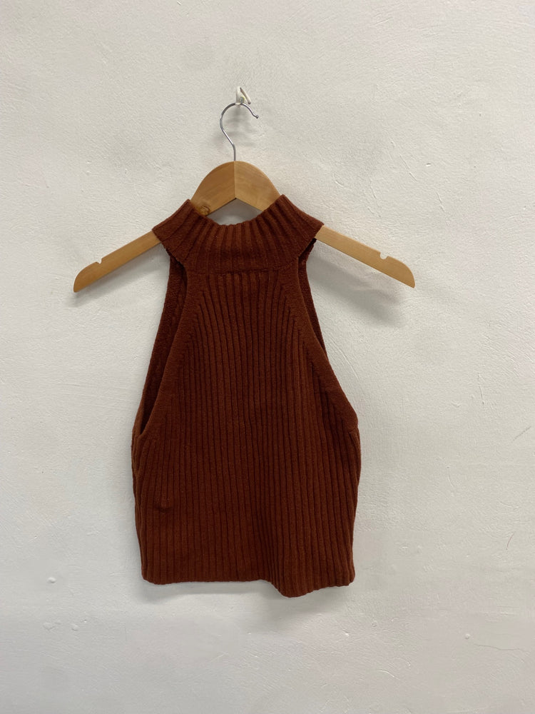 Fabulous & Other Stories Sleeveless Sweater UK S Brown cotton wool SH493
