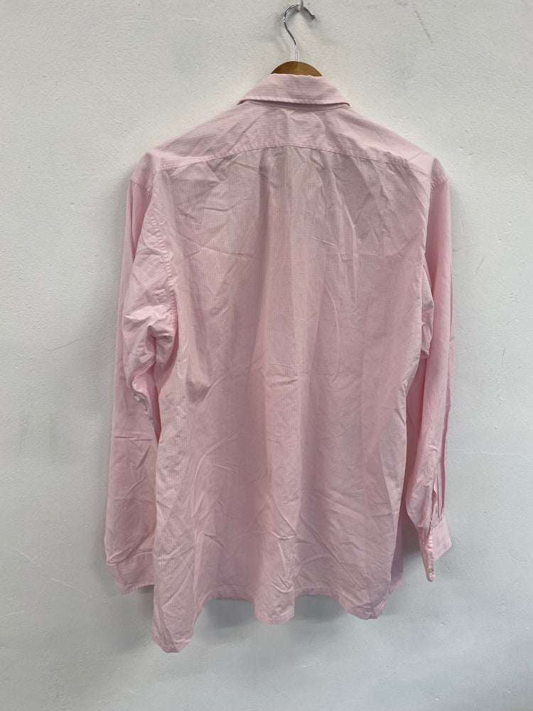 Fabulous Charvet Custom made Pink check Shirt XXL Pink 18” collar SH493